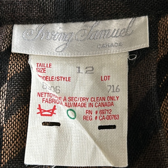 Irving Samuel Vintage Chevron Patterned Wool, Black and Brown Midi Skirt - Picture 11 of 16